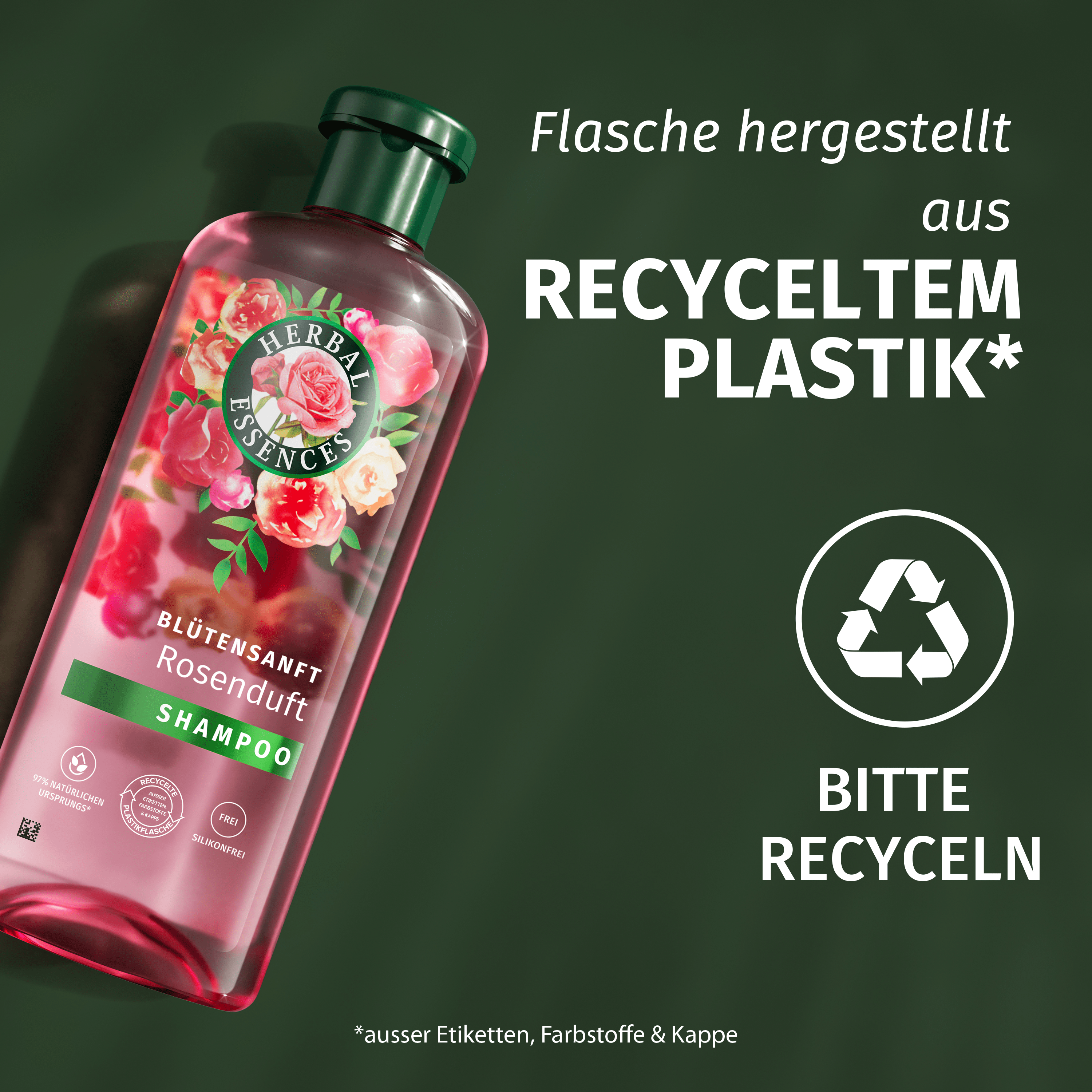 Flasche hergestellt aus recyceltem Plastik
