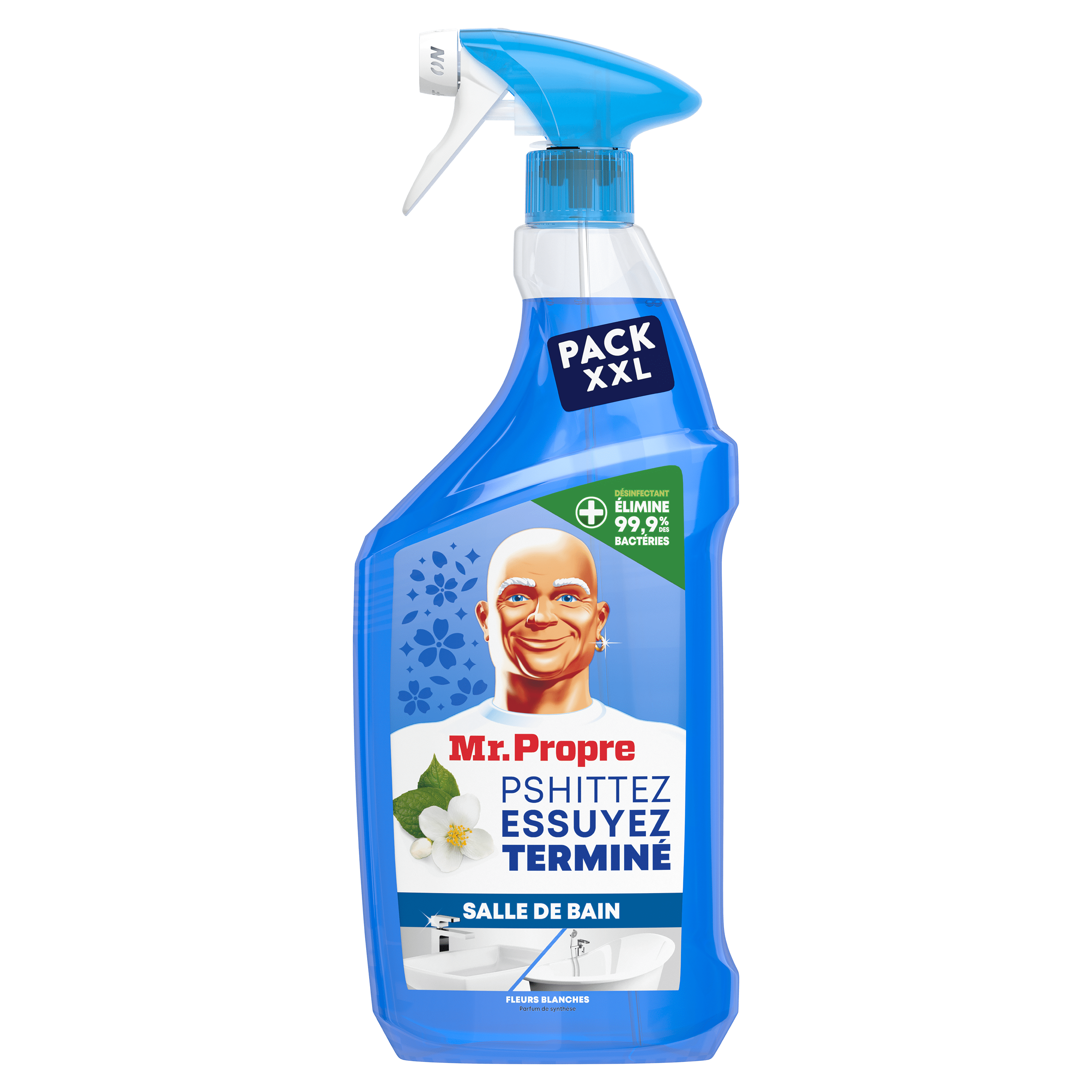 Mr. Propre Pshittez Essuyez Terminé pour salle de bain - Parfum fleurs blanche
