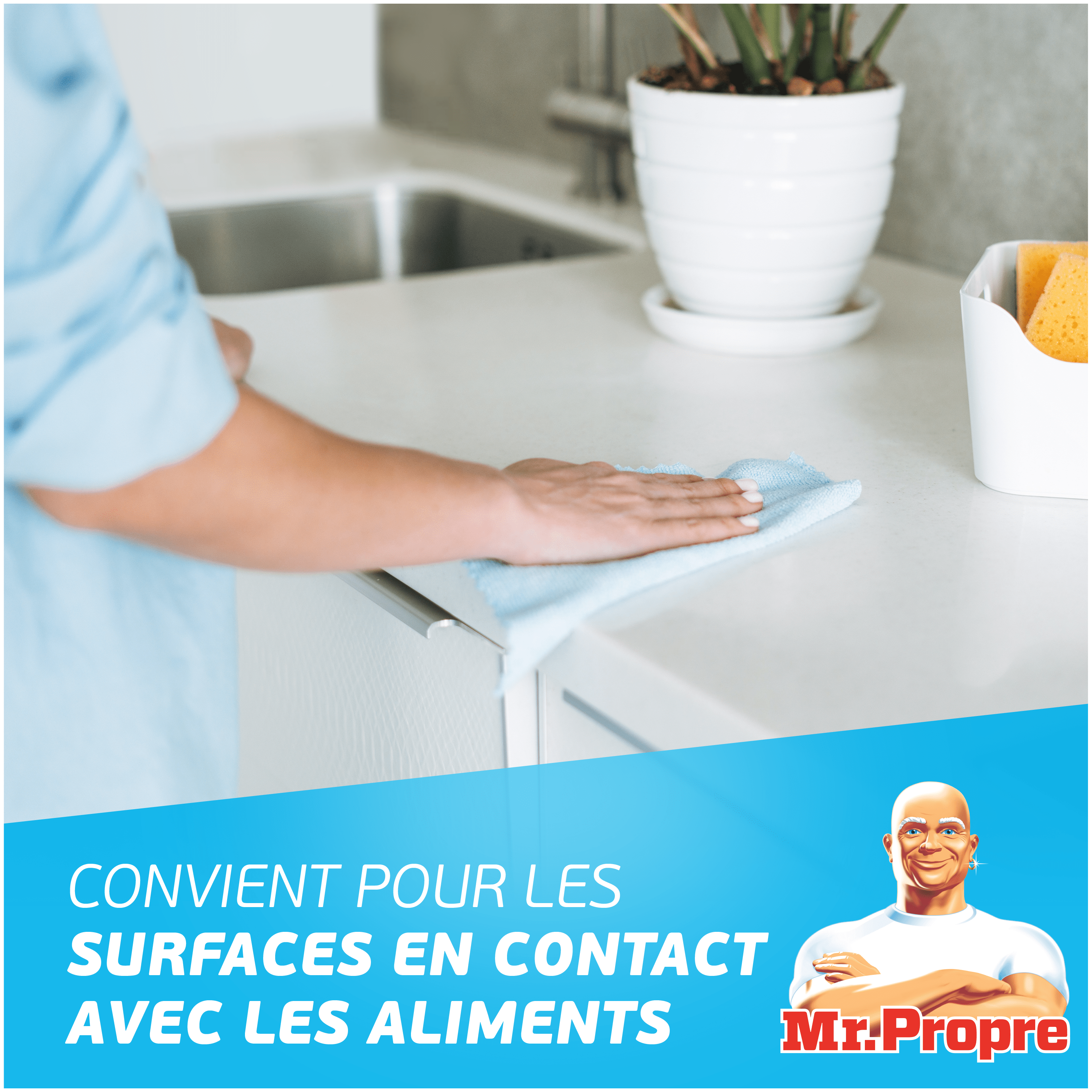 Convient pour les surfaces en contact avec les aliments