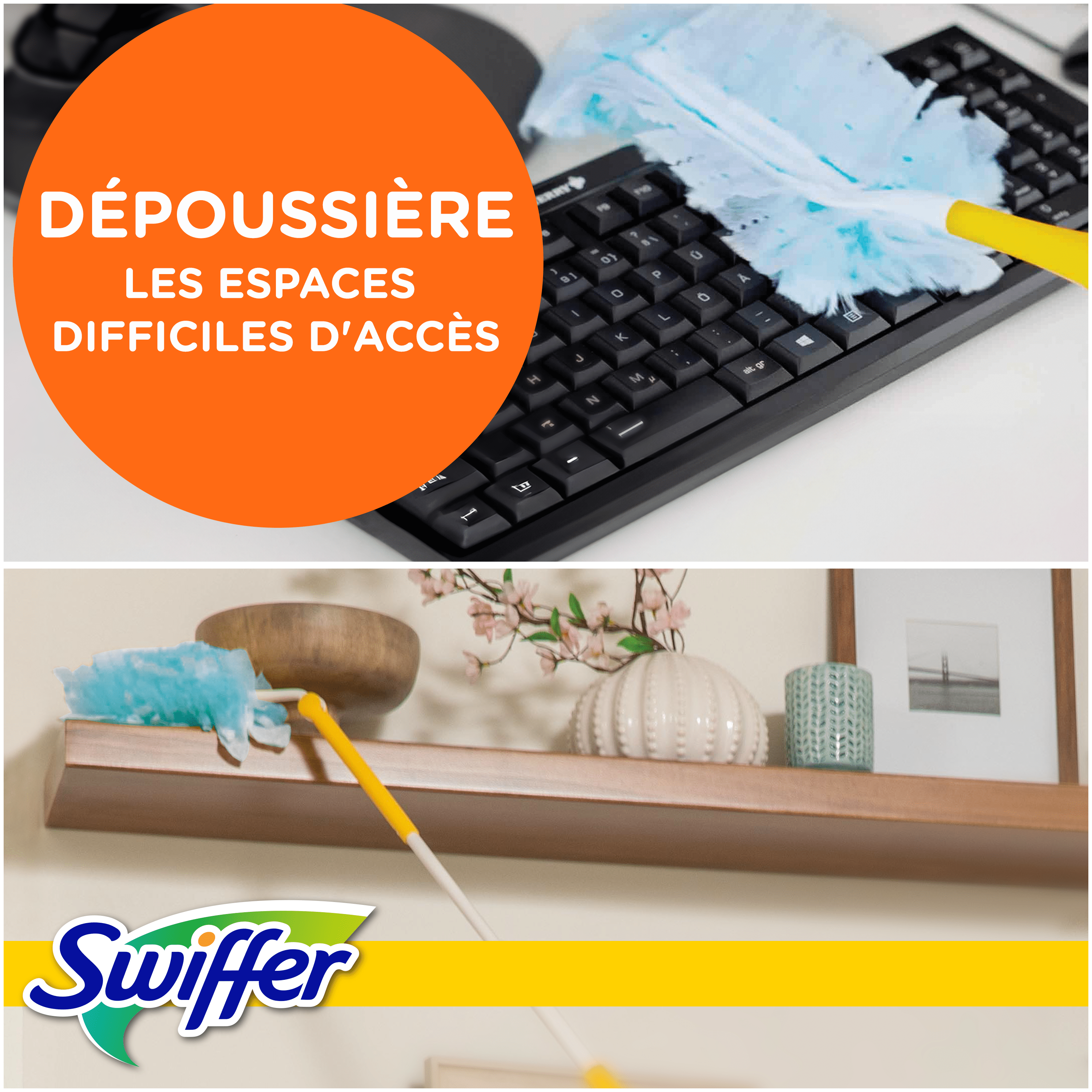 Dépoussière les espaces difficiles d'accès (comme les claviers d'ordinateur ou les élèments en hauteur)