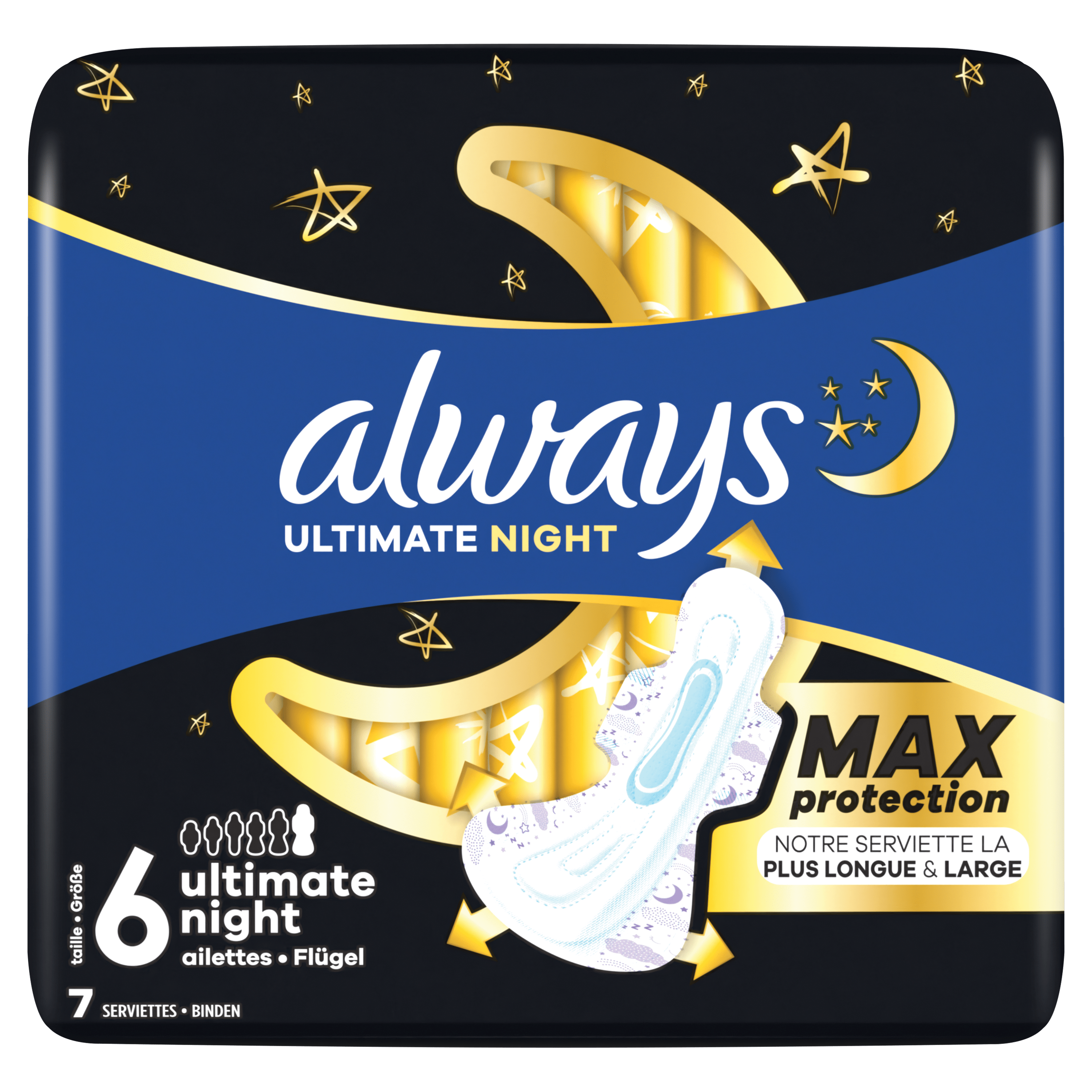 Always Ultra Serviettes de nuit avec ailettes Ultimate Night (Taille 6)