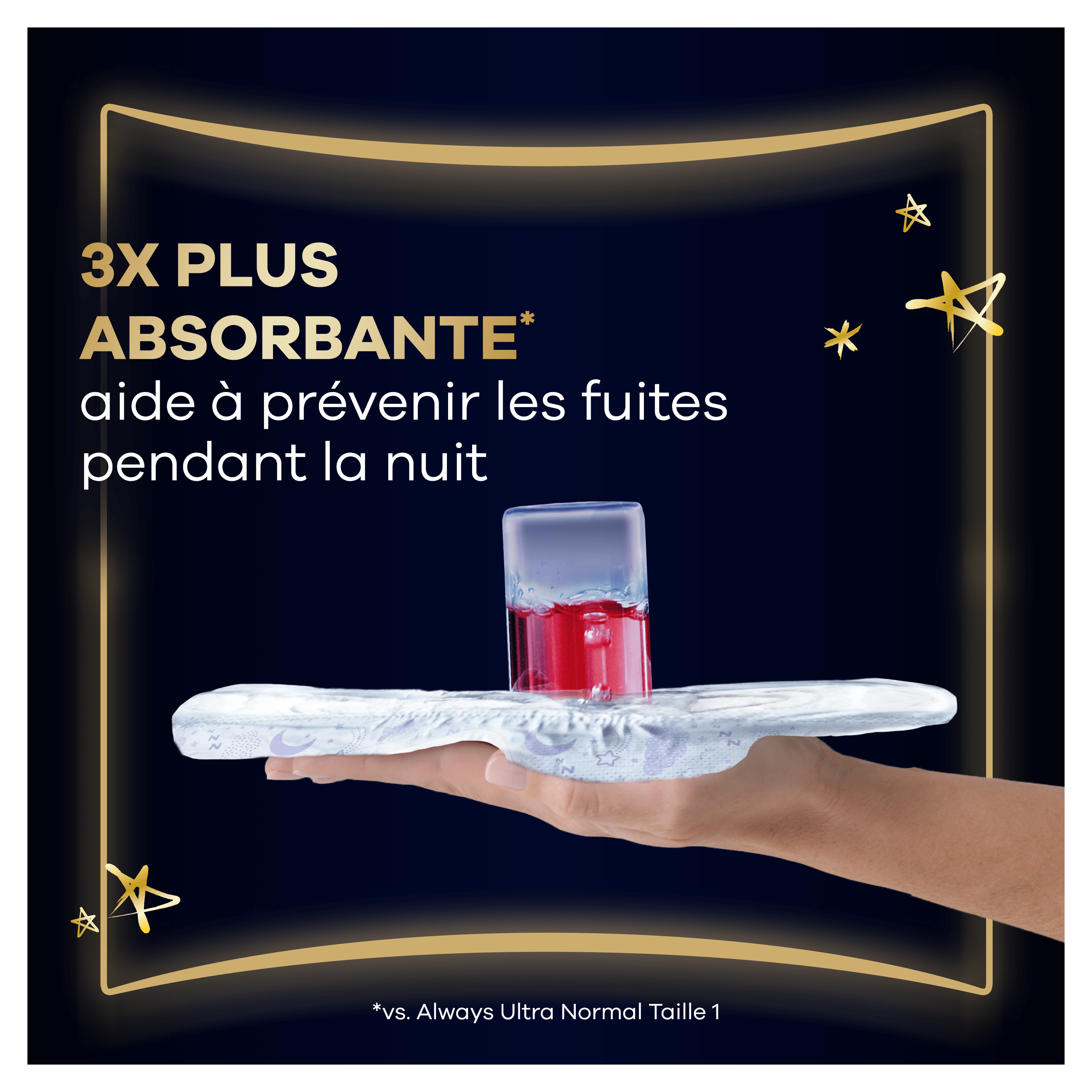 3x plus absorbante aide à prevenir les fuites pendant la nuit