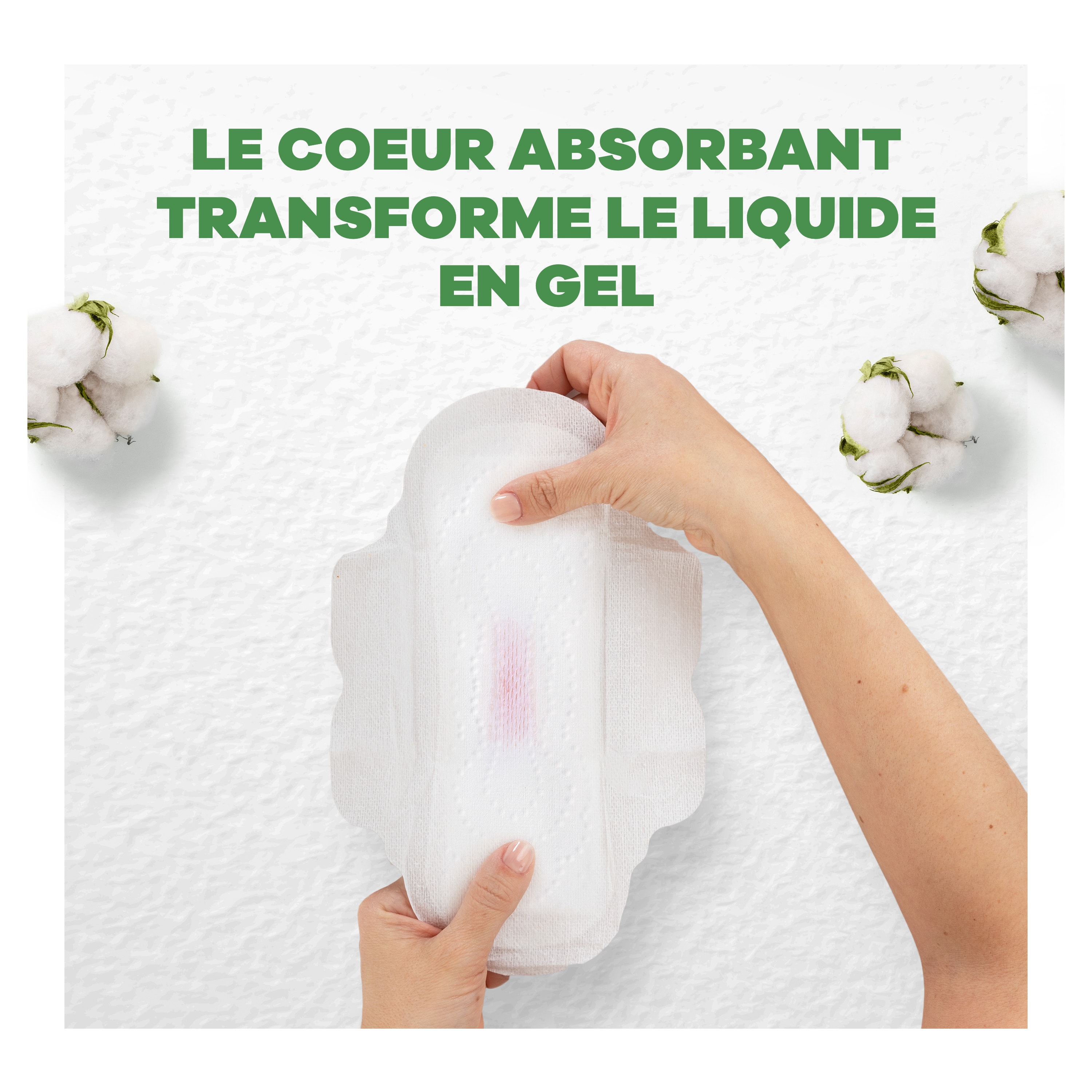 Serviette Always Cotton Protection Normal qui a le coeur absorbant transforme le liquide en gel 