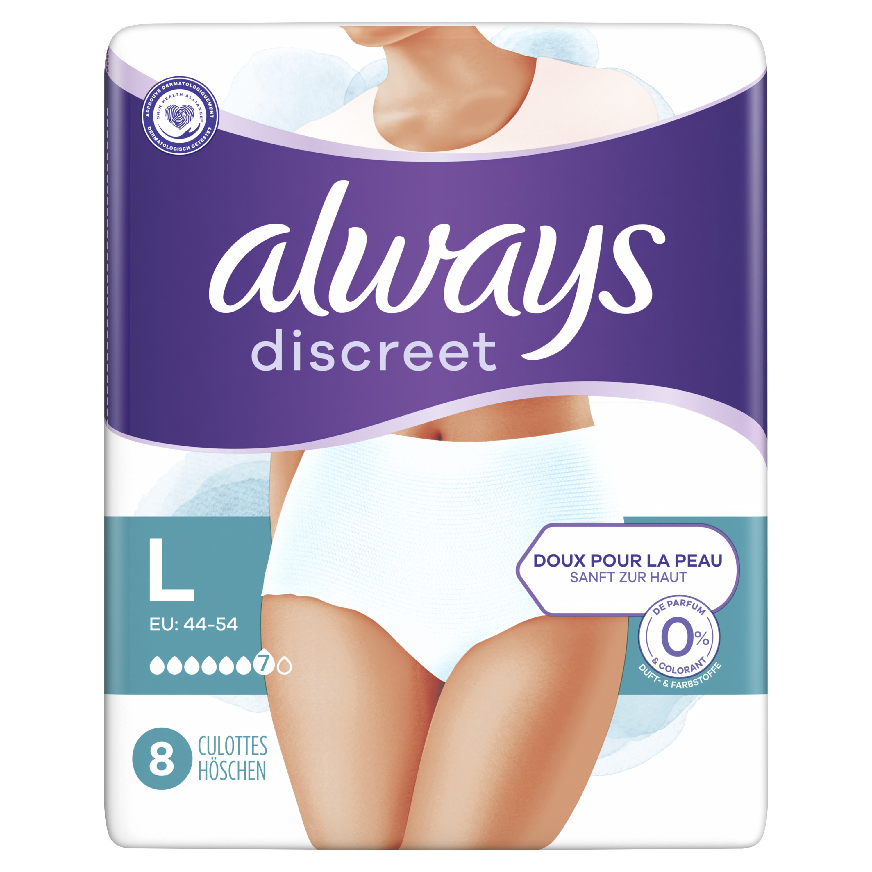 Culottes pour fuites urinaires Always Discreet 0% - Taille L