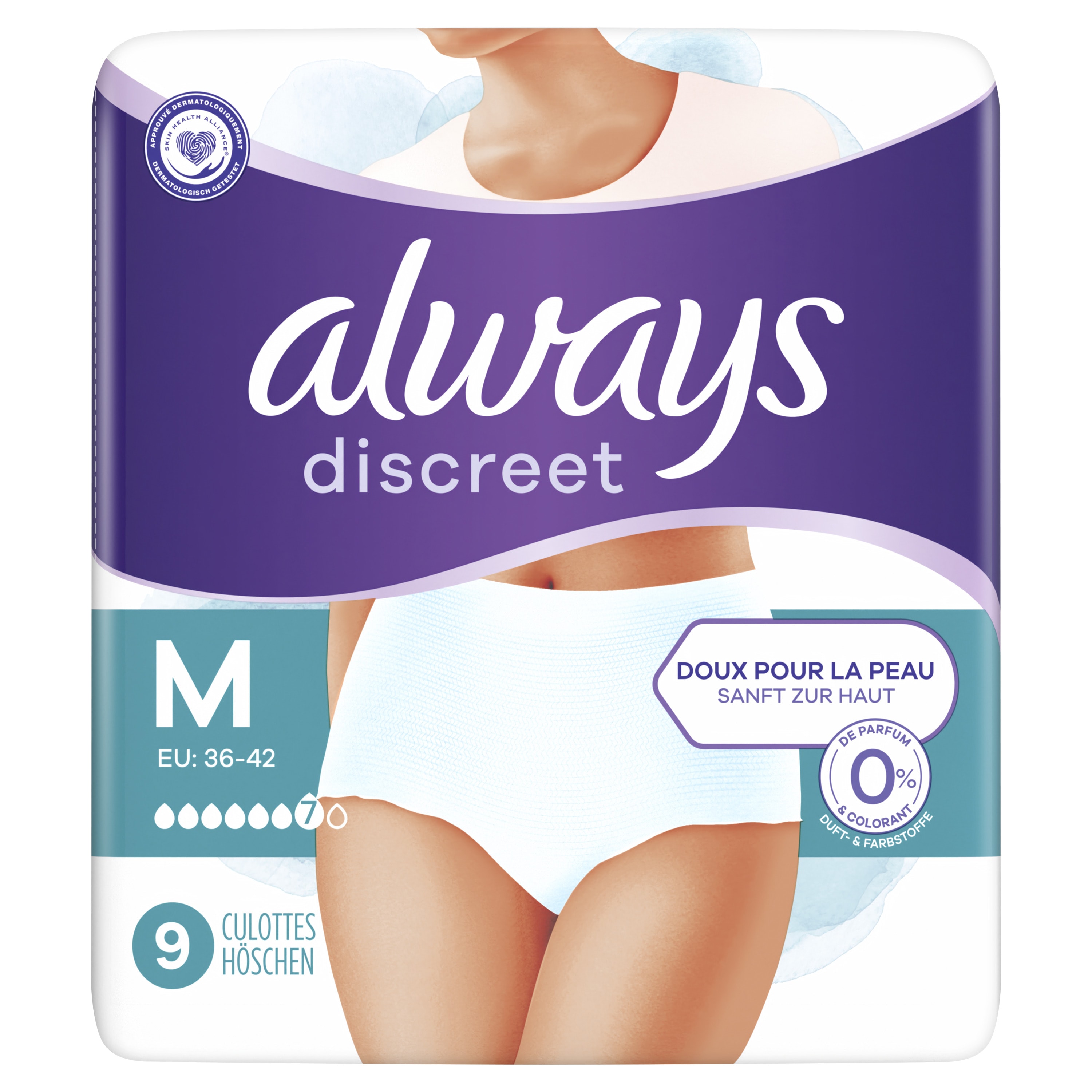 Culottes pour fuites urinaires Always Discreet 0% - Taille M