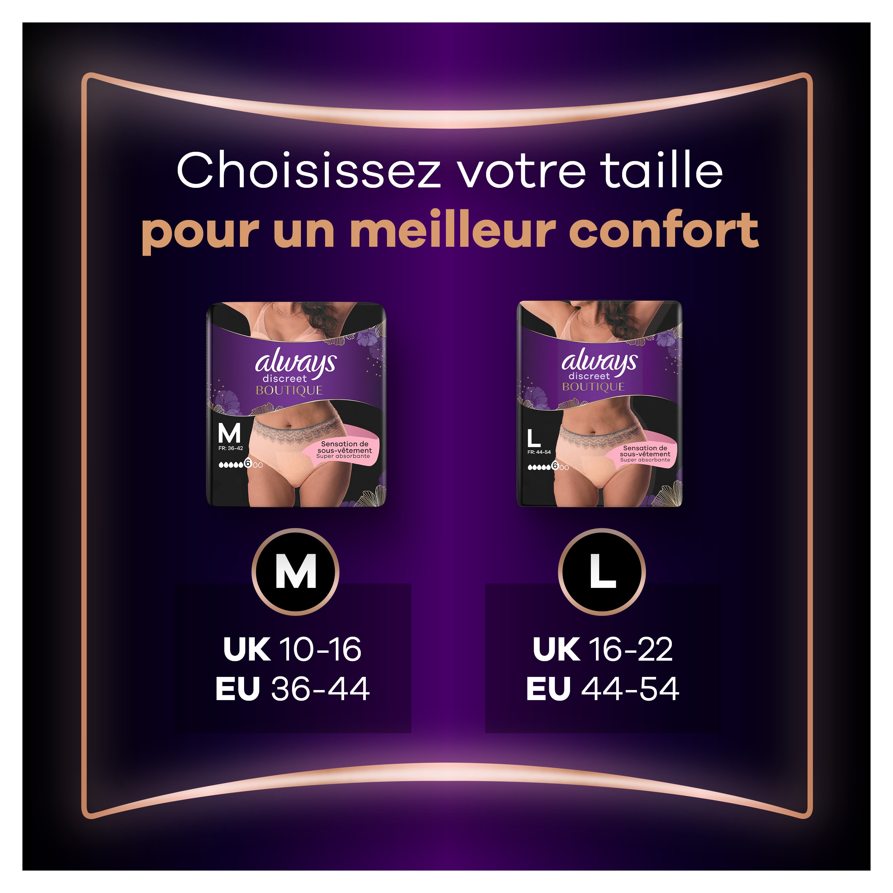 Culottes pour fuites urinaires Always Discreet Boutique Beiges L / M
