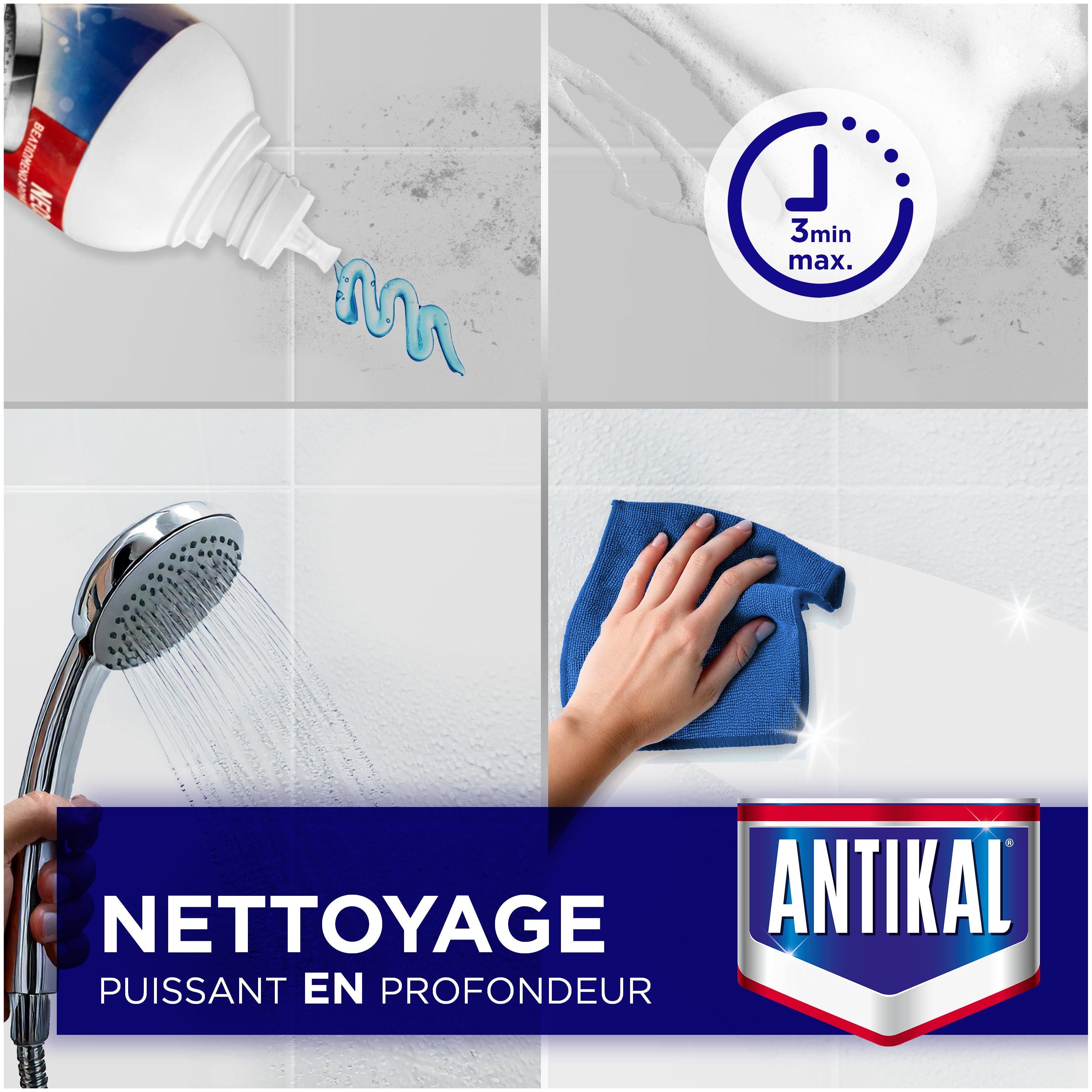 Nettoyage puissant en profondeur - 3 minutes maximum
