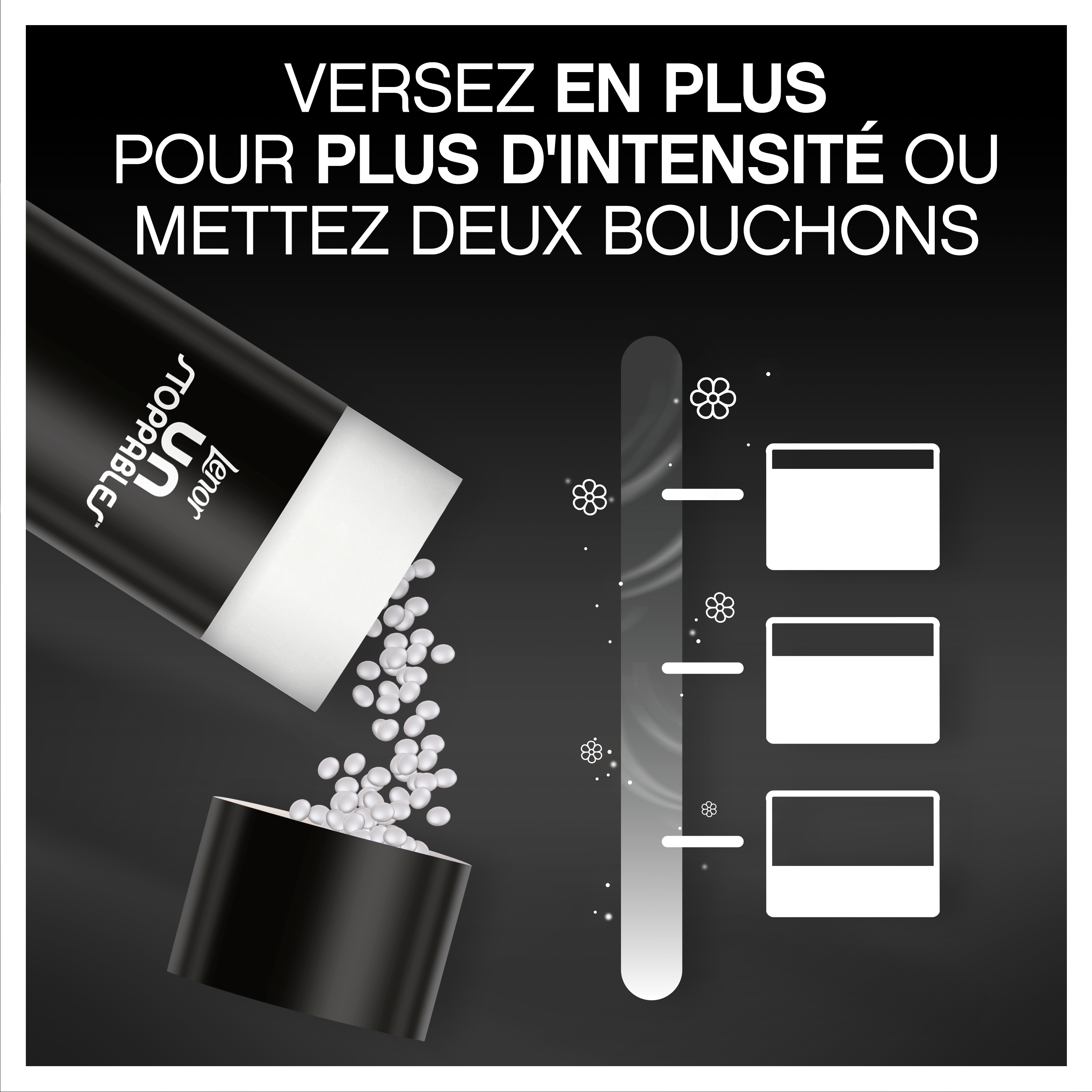 Versez en plus pour plus d'intensiteé ou mettez deux bouchons. 