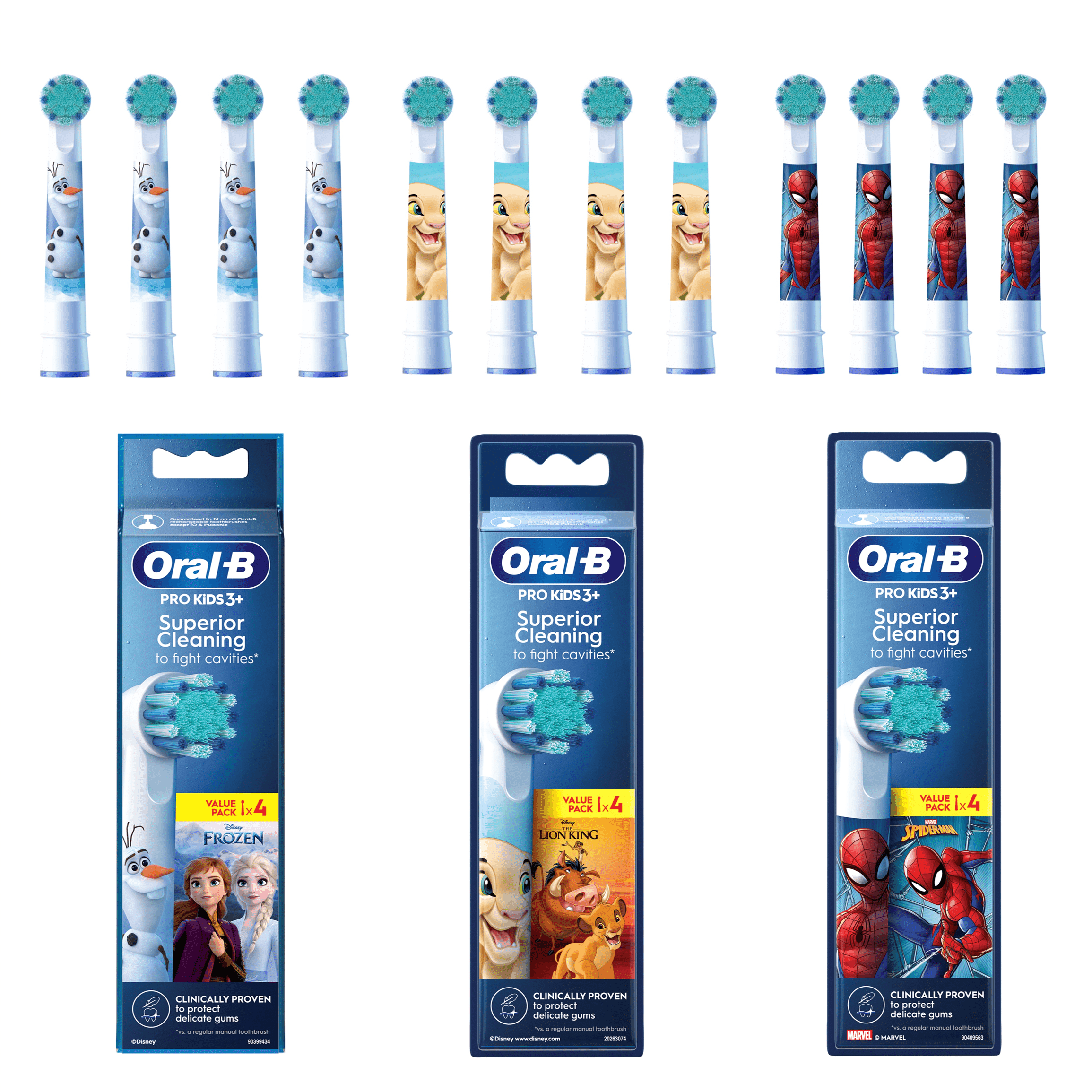 Brossettes Oral-B La Reine des Neiges Le Roi Lion Spiderman