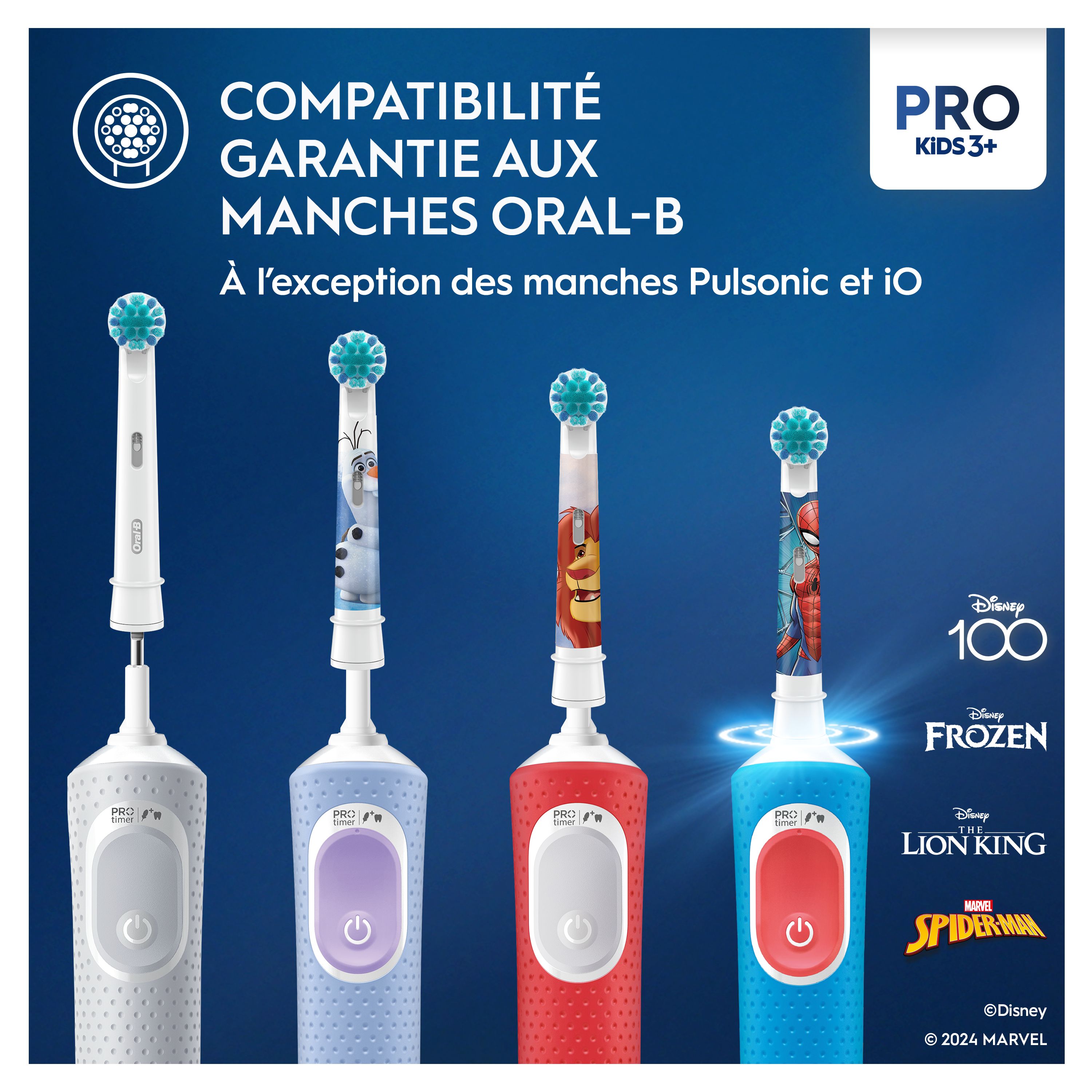 Compatibilité garantie aux manches Oral-B