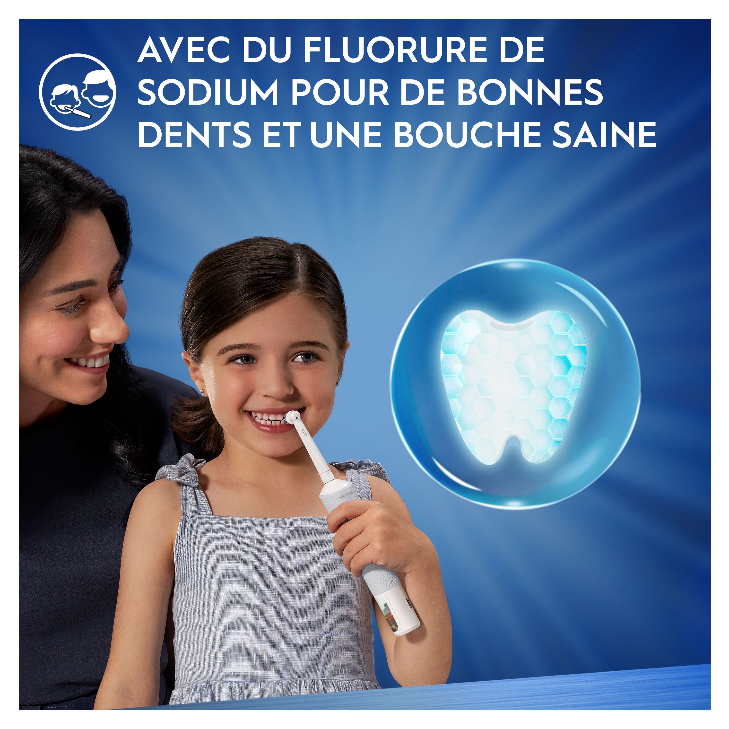Avec du fluorure de sodium pour de bonnes dents et une bouche saine