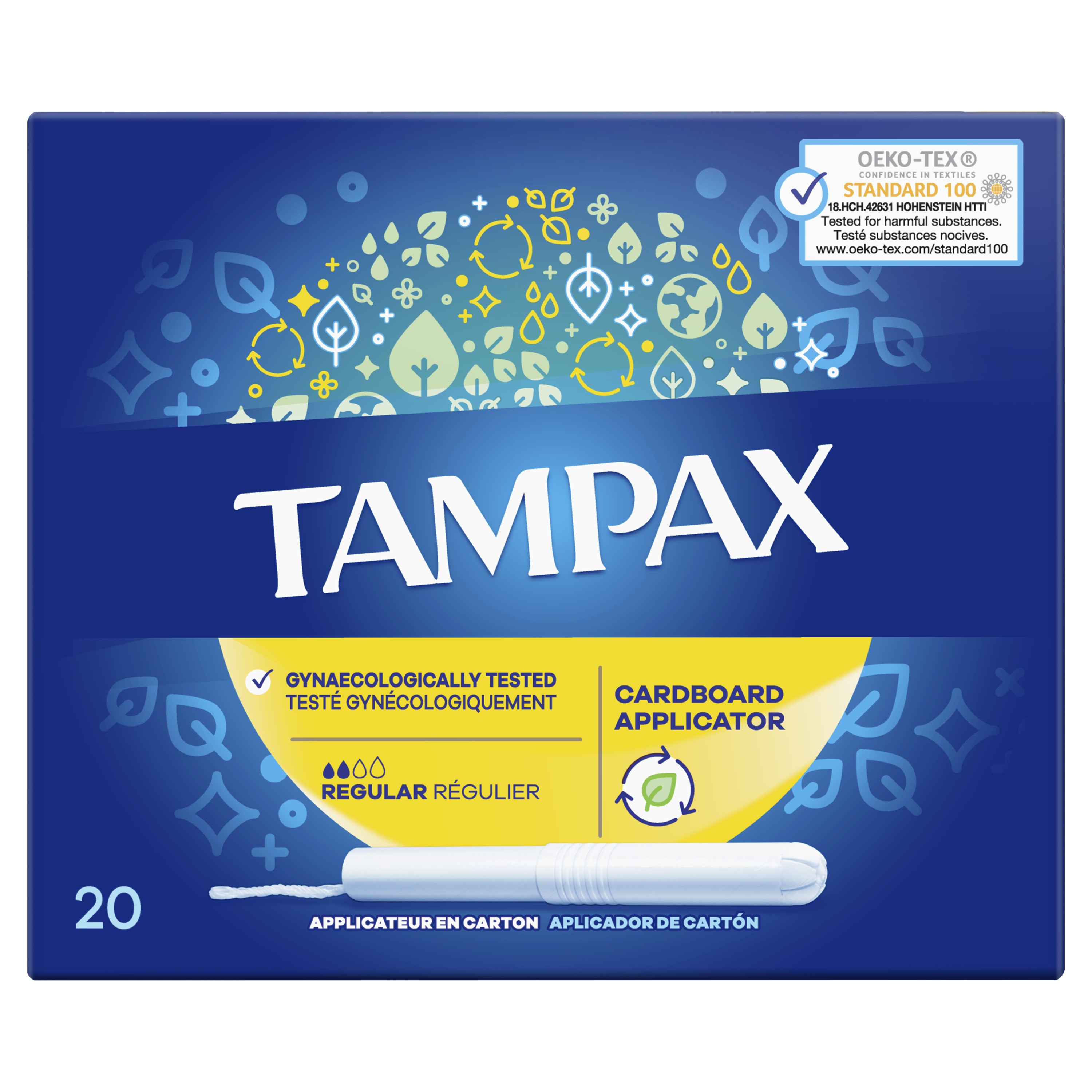Boîte de Tampax Tampons avec applicateur en carton Régulier.