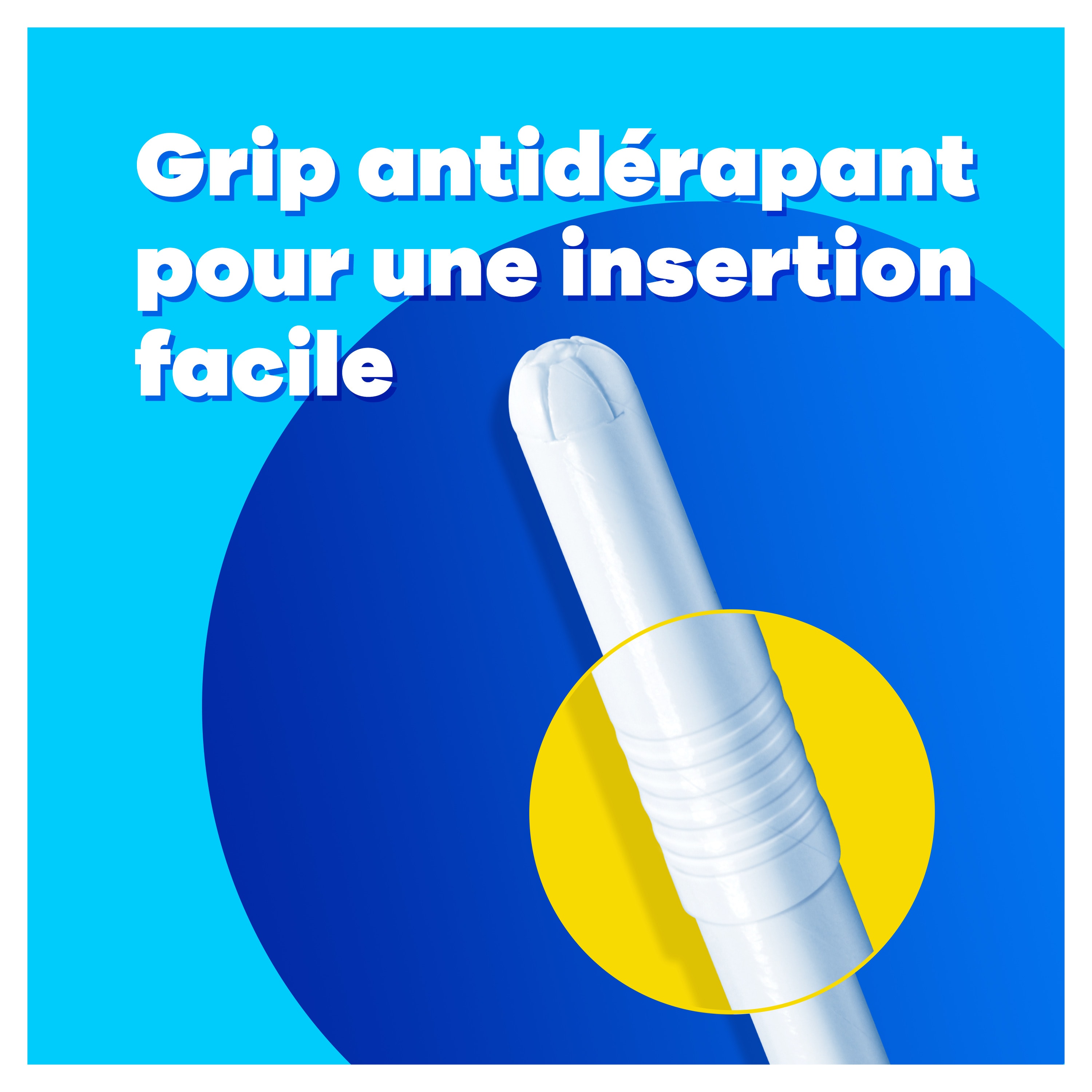 Grip antidérapant pour une insertion facile - image d'un tampon avec zoom sur le grip antidérapant.