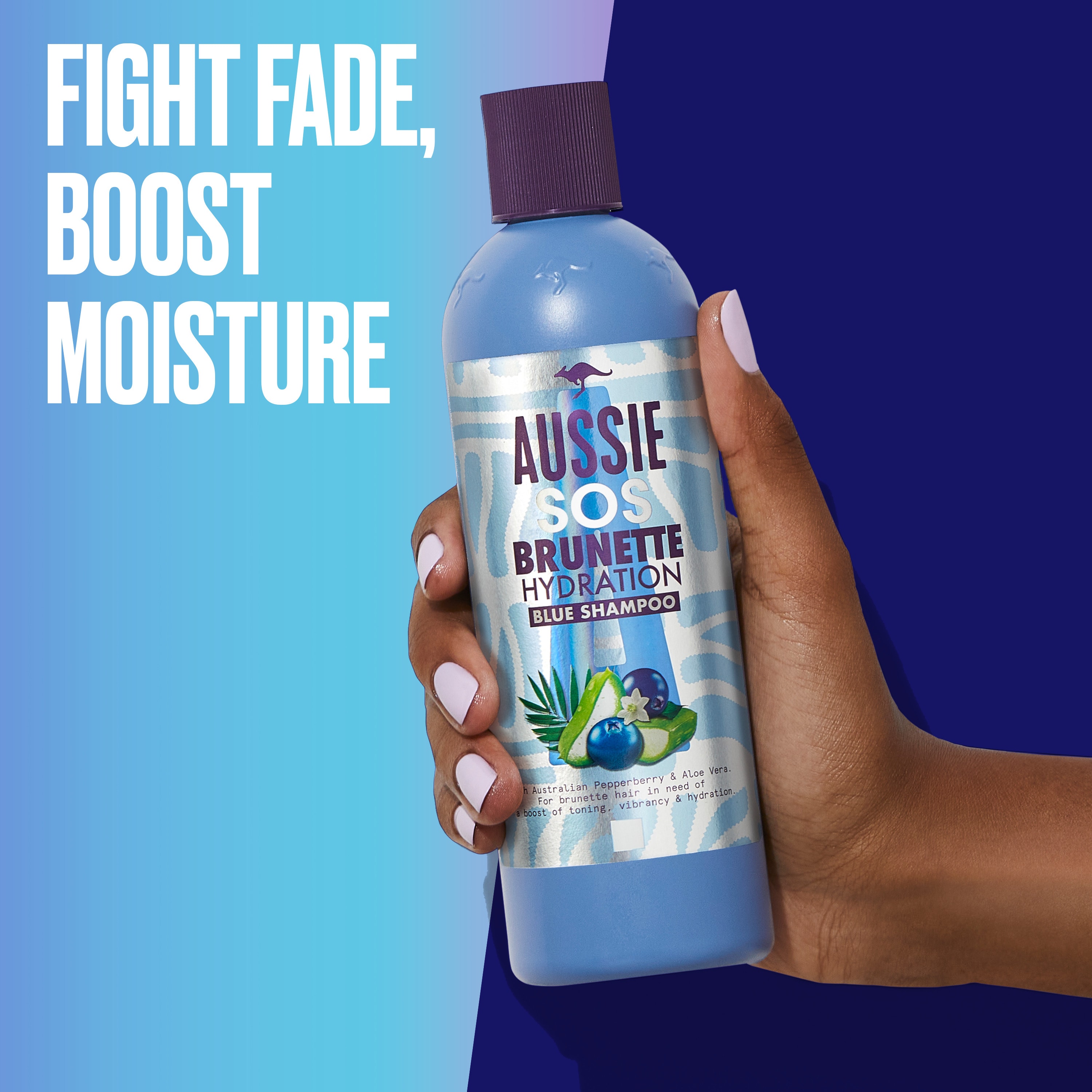 Aussie SOS Brunette Hair Hydration Vegan Blue Shampoo, 290ml
