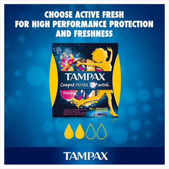TampaxCompakPearlTamponMenstruationSI08RegularActiveFreshsize3