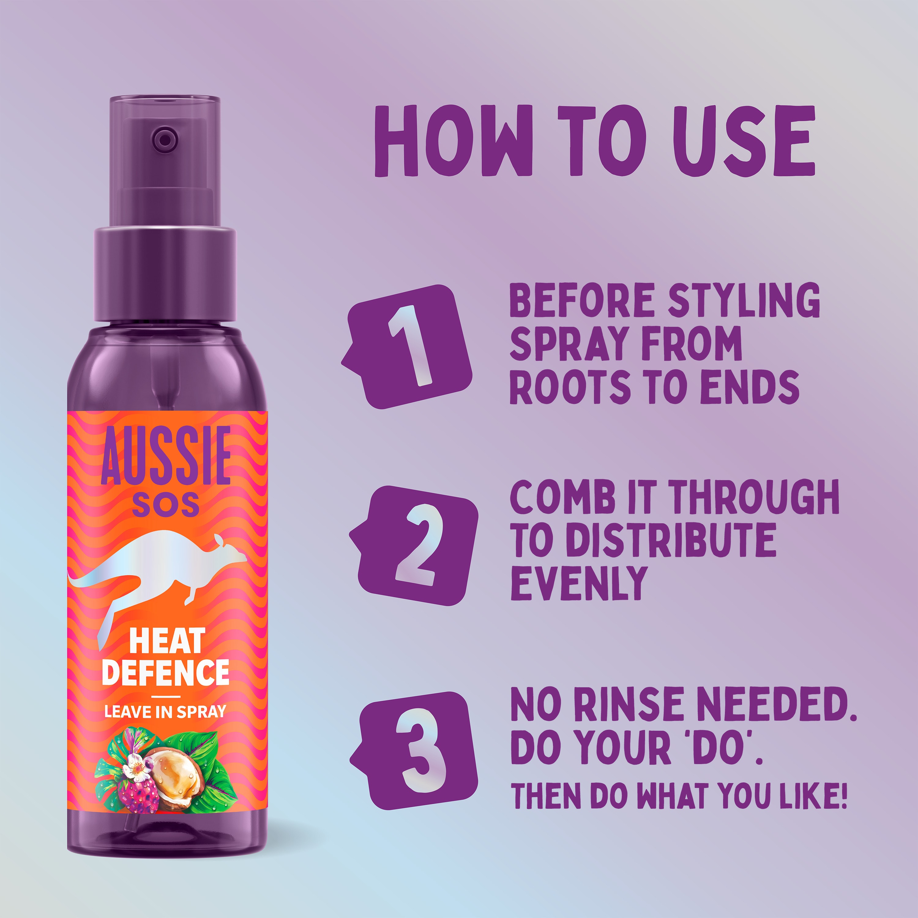 Aussie SOS Heat Defence Leave In Spray 100ml for Heat Protection & 100 Hours of Hydration