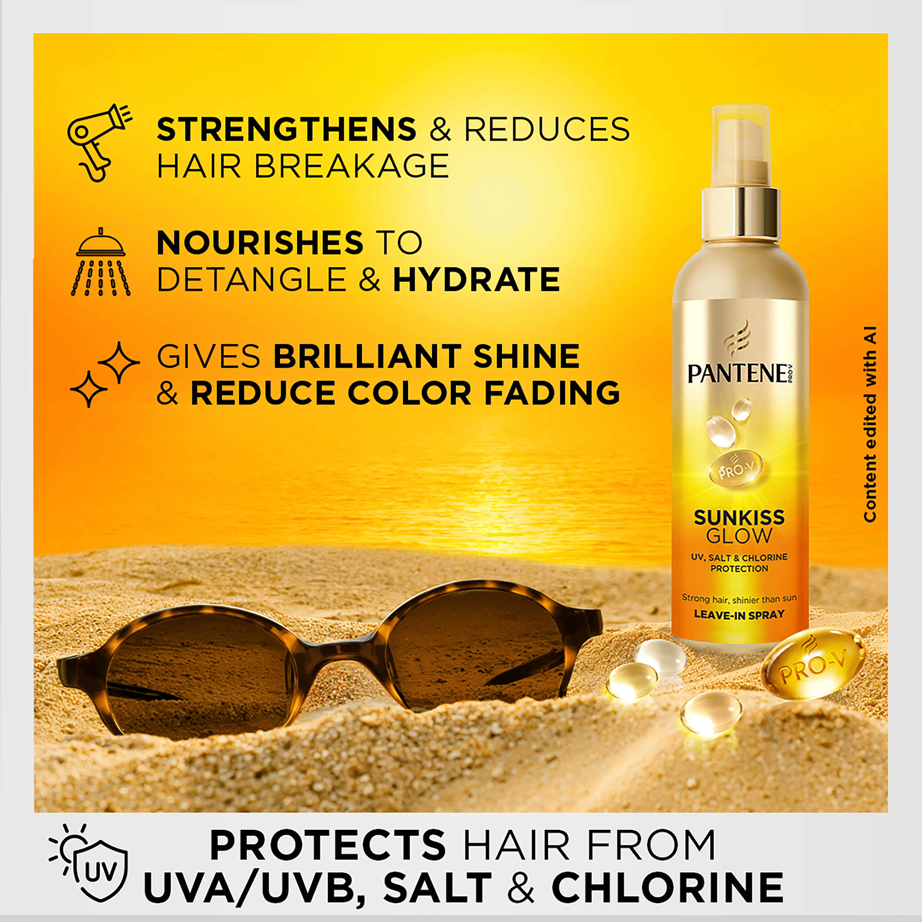 Pantene Pro-V Sunkiss Glow Hair Spray 200ml. Helps Protect You Hair Against UV