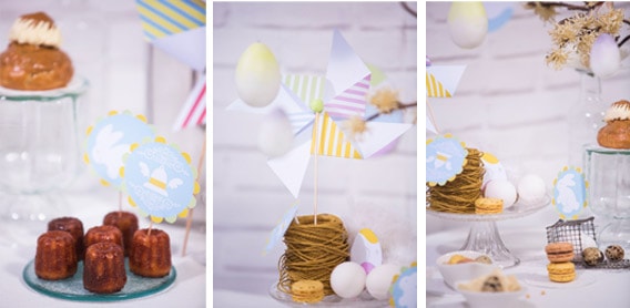 Des desserts de Pâques sont dressés sur une table
