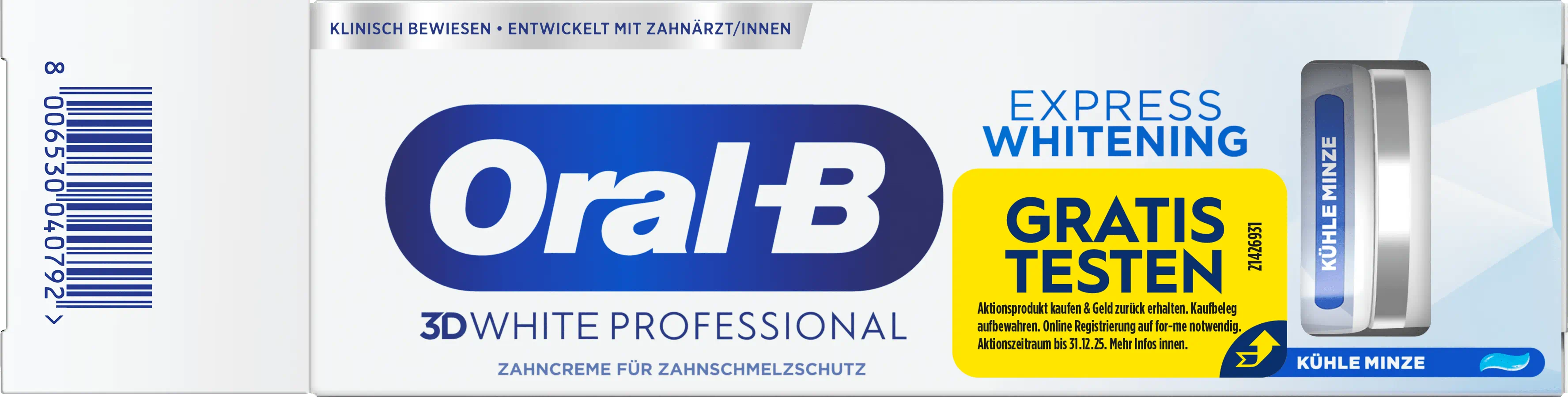 Oral-B gratis testen: Produkt mit Aktionssticker