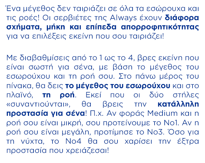 Ένα μέγεθος δεν ταιριάζει σε όλα τα εσώρουχα και τις ροές!