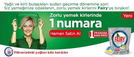 Yağlı ve kirli bulaşıkları sudan geçirme dönemine son! Siz yemeğinize odaklanın, zorlu yemek kirlerini Fairy'ye bırakın!